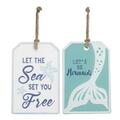 Youngs Punched Metal Nautical Wall Sign with Jute Hanger, Assorted Color - 2 Piece 60278